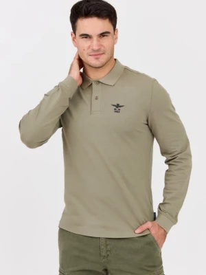 AERONAUTICA MILITARE Zielony męski longsleeve polo