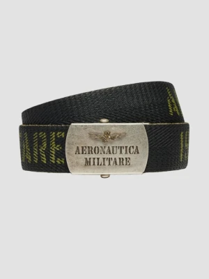 AERONAUTICA MILITARE Zielony męski pasek Herringbone Ribbon Bel, Rozmiar 100
