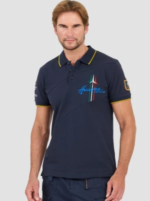 AERONAUTICA MILLITARE Granatowa koszulka polo Sleeve Aeronautica Militare