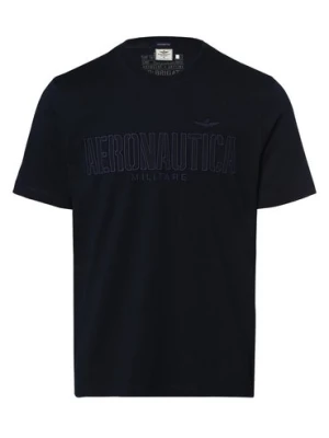 Aeronautica T-shirt męski Mężczyźni Bawełna niebieski jednolity,