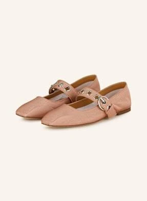 Aeyde Baleriny Mary Jane Uma Eyelet Grosgrain rosa