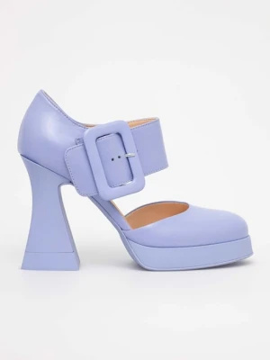 AGL czółenka skórzane JANIS kolor niebieski na słupku D269005PGKA076G197