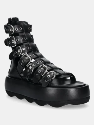 AGL sandały skórzane Gwendoline Straps damskie kolor czarny na platformie D690005PHSOFTY0000