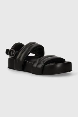 AGL sandały skórzane JANE damskie kolor czarny na platformie D685004PGSOFTY0000