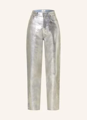 Agolde Jeansy Coated 90's Pinch Waist silber