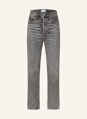 Agolde Jeansy Straight 90's Pinch Waist Crop schwarz