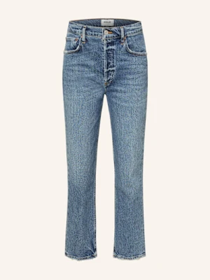 Agolde Jeansy Straight Riley Crop blau