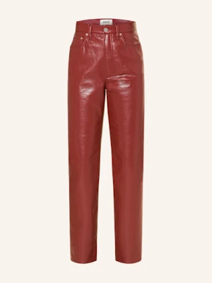 Agolde Spodnie Z Imitacji Skóry 90's Pinch Waist rot