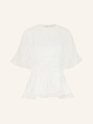Aje. Bluzka Angeli Z Rękawami 3/4 I Plisami weiss