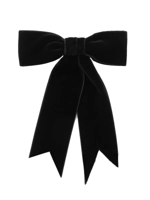 Aksamitna kokarda do włosów na spince - czarna LAIF