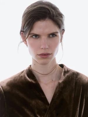 Aksamitna Marynarka Z Wiązaniem - Brązowy - - Massimo Dutti - Kobieta