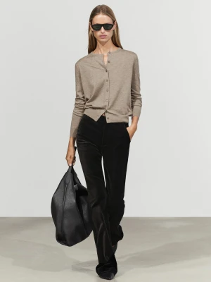 Aksamitne Spodnie Dzwony Skinny Fit - Czarny - Massimo Dutti - Female