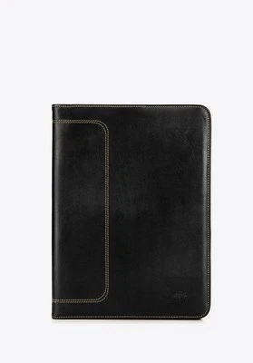 Aktówka na dokumenty męska z przeszyciami czarna Wittchen