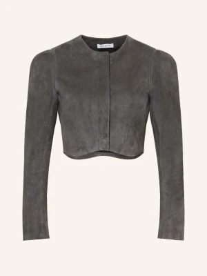 Alaïa Krótka Kurtka Skórzana grau CZIEMNOSZARY