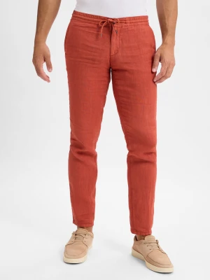 Alberto Lniane spodnie - House Mężczyźni len czerwony|pomarańczowy jednolity,