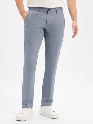 Alberto Męskie spodnie materiałowe - Lou-J Mężczyźni Bawełna niebieski wypukły wzór tkaniny,