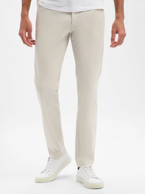 Alberto Męskie spodnie materiałowe - Lou Mężczyźni Bawełna beżowy jednolity,