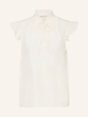 Alcidia Da Veiga Jedwabna Bluzka Z Falbanami weiss