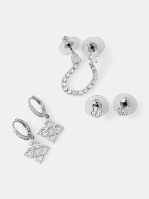 Aldo kolczyki ELISABETH 3-pack srebrny