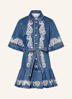 Alémais Sukienka Jeansowa Jacones Z Rękawem 3/4 I Wolantami blau ALÉMAIS