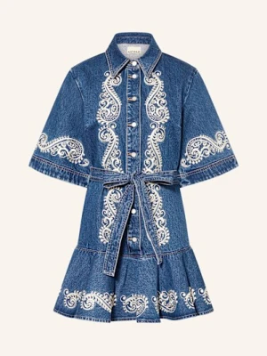 Alémais Sukienka Jeansowa Jacones Z Rękawem 3/4 I Wolantami blau ALÉMAIS