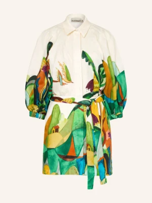 Alémais Sukienka Koszulowa Mokshini Z Lnu Z Rękawami 3/4 weiss ALÉMAIS