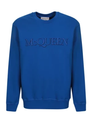 Alexander McQueen, Kobaltowy Sweter z Okrągłym Dekoltem Blue, male,
