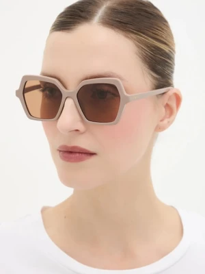 Alexander McQueen okulary przeciwsłoneczne damskie kolor beżowy AM0537S
