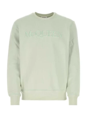 Alexander McQueen, Pastelowa Zielona Bluza z Bawełny dla Mężczyzn Green, male,