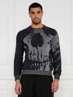 Alexander McQueen Wełniany sweter | Regular Fit grafitowy