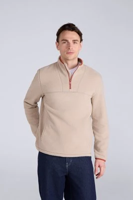 Alfie męska bluza polarowa Borg z zamkiem pod szyją - Beige Animal