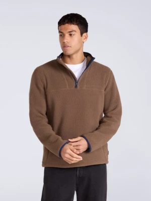 Alfie męska bluza polarowa Borg z zamkiem pod szyją - Beige Animal