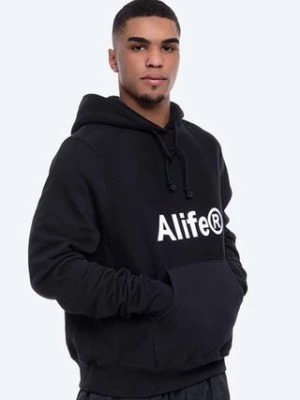 Alife bluza bawełniana Generic męska kolor czarny z kapturem wzorzysta ALISS20-13 BLACK ALISS20.13-BLACK