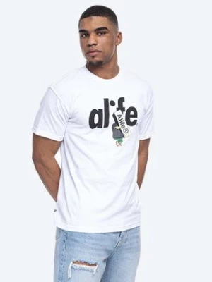 Alife t-shirt bawełniany Boostin kolor biały wzorzysty ALISS20-59 WHITE/BLACK ALISS20.59-WHITE.BL