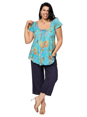 Aller Simplement Bluzka w kolorze turkusowym ze wzorem rozmiar: 42/44