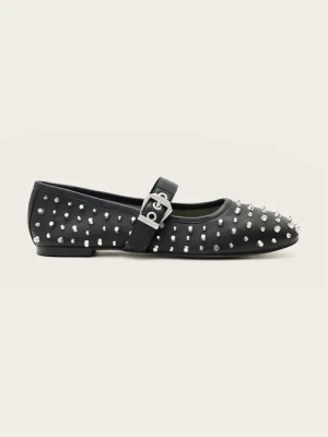 AllSaints baleriny skórzane HOLLY STUD SHOE kolor czarny W040FD