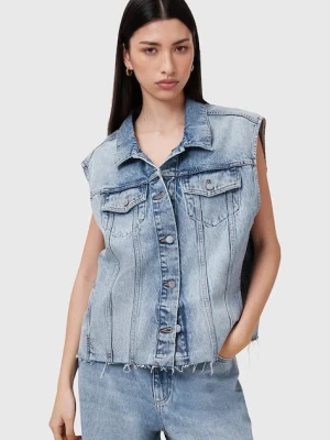 AllSaints bezrękawnik jeansowy LAURA kolor niebieski przejściowa W055OC