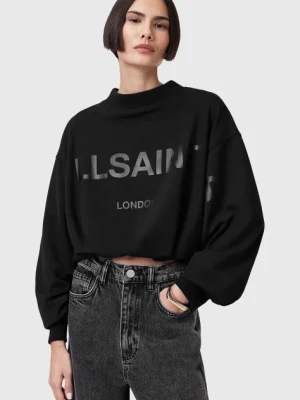 AllSaints bluza bawełniana BIGGY ASTER damskie kolor czarny z nadrukiem W094JC
