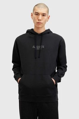 AllSaints bluza bawełniana BONES OTH HOODY męska kolor czarny z kapturem gładka M005NB