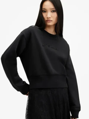 AllSaints bluza bawełniana FERN EMB damskie kolor czarny z aplikacją W125JB