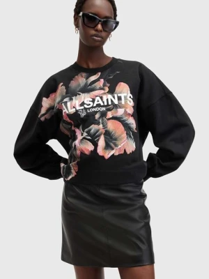 AllSaints bluza bawełniana FLEURIR LILA damska kolor czarny z nadrukiem W097JB