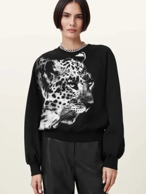 AllSaints bluza bawełniana KIARA CYGNET damskie kolor czarny z nadrukiem W156JC