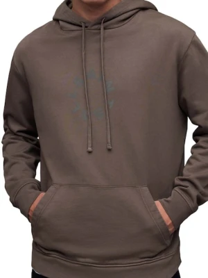 AllSaints bluza bawełniana MG079Z TIERRA OTH HOODY męska kolor brązowy z kapturem z nadrukiem