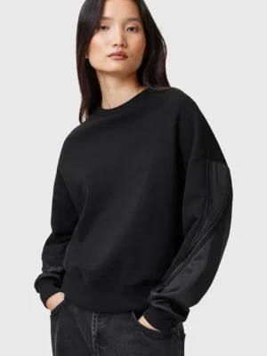 AllSaints bluza bawełniana PEGGY damskie kolor czarny gładka W061JC