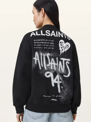 AllSaints bluza bawełniana POSTER kolor czarny wzorzysta W034JD