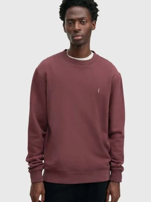 AllSaints bluza bawełniana RAVEN CREW męska kolor bordowy gładka M037NB