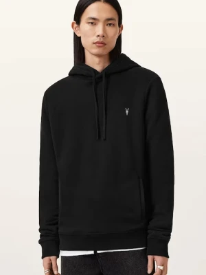 AllSaints bluza bawełniana RAVEN OTH HOODY męska kolor czarny z kapturem gładka M003NZ