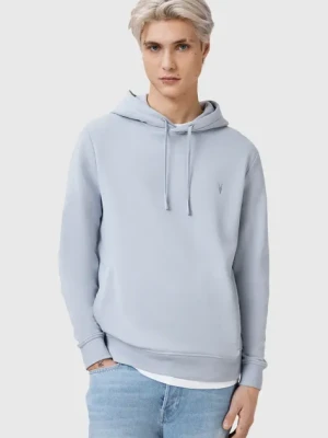 AllSaints bluza bawełniana RAVEN OTH HOODY męska kolor niebieski z kapturem gładka M003NZ