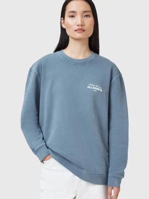 AllSaints bluza bawełniana SOLEIL damska kolor niebieski z nadrukiem W222JC