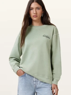 AllSaints bluza bawełniana SOLEIL damska kolor zielony z nadrukiem W222JC